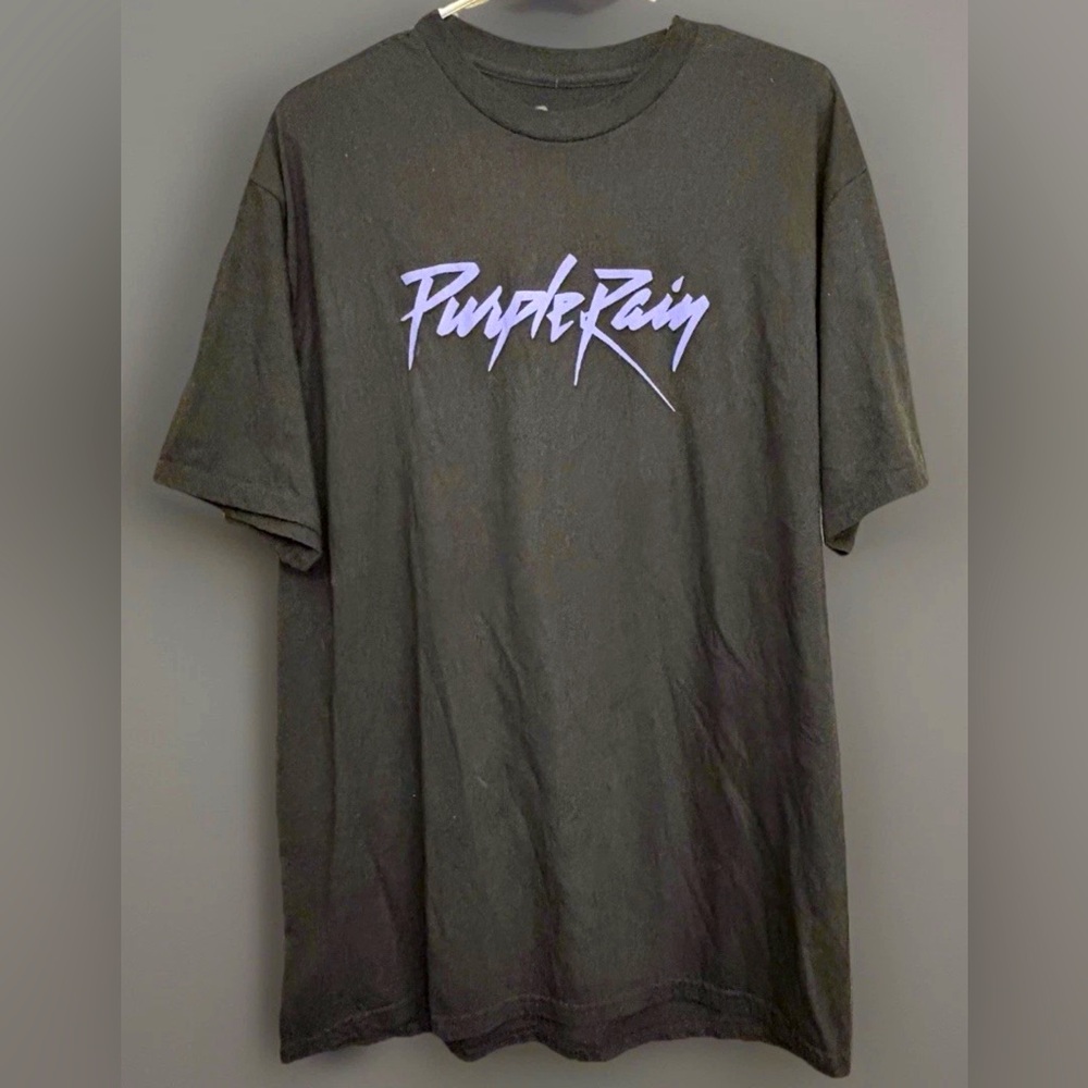 NEW PRINCE T Shirt Black Crew Neck Short Sleeve Graphic PURPLE RAIN Size XL